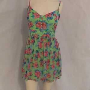 🌻HOLISTER lime floral printed dress🌸🌺